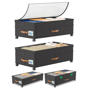 2 pack foldable under bed storage bins with wheels
