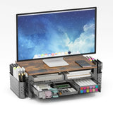 2 tier monitor stand riser with drawer