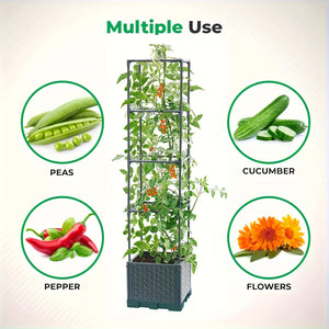 patio vegetable planter with tomato cage