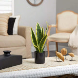 Artificial Snake Plant in White Pot – Faux Sansevieria Trifasciata Indoor Potted Plant for Home, Office, Bedroom & Modern Décor