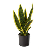 Artificial Snake Plant in White Pot – Faux Sansevieria Trifasciata Indoor Potted Plant for Home, Office, Bedroom & Modern Décor