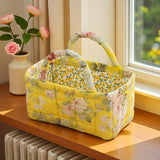 Vintage Floral Fabric Storage Basket – Foldable Canvas Organizer Bin for Laundry, Toys, Snacks, Nursery & Home Storage