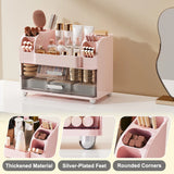 Large Capacity Makeup Organizer with Mirror & Drawers – Multi-Layer Cosmetic Storage Box for Vanity, Bathroom & Bedroom