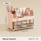 Large Capacity Makeup Organizer with Mirror & Drawers – Multi-Layer Cosmetic Storage Box for Vanity, Bathroom & Bedroom