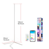 Modern RGB smart LED corner floor lamp with app control and remote for living room, bedroom, and gaming room ambient lighting