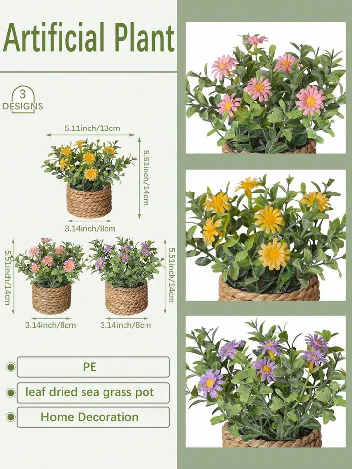 fake daisy plant for bathroom decor