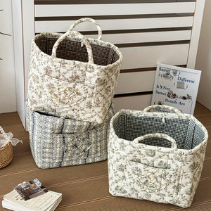 Large Fabric Laundry Basket with Handles – Quilted Linen Hamper for Clothes, Blankets, Towels & Home Organization