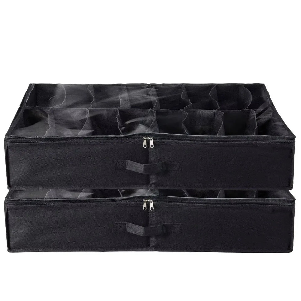 foldable under bed shoe organizer with clear lid