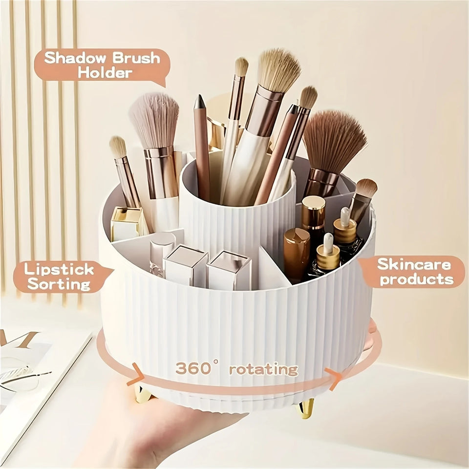360° Rotating Makeup Organizer with Drawers – 4-in-1 Cosmetic Storage Holder for Skincare, Jewelry & Vanity Countertop