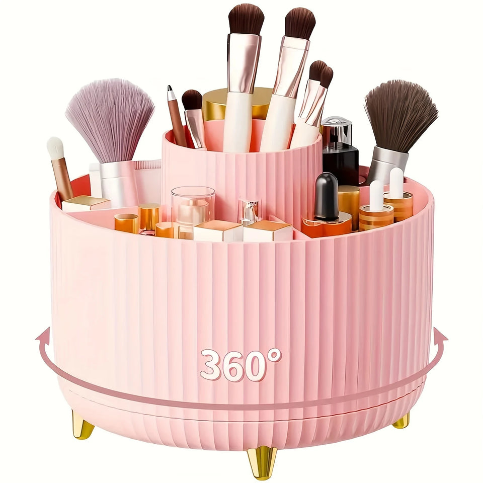 360° Rotating Makeup Organizer with Drawers – 4-in-1 Cosmetic Storage Holder for Skincare, Jewelry & Vanity Countertop