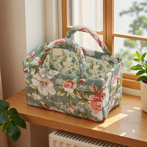 nursery storage basket with floral print