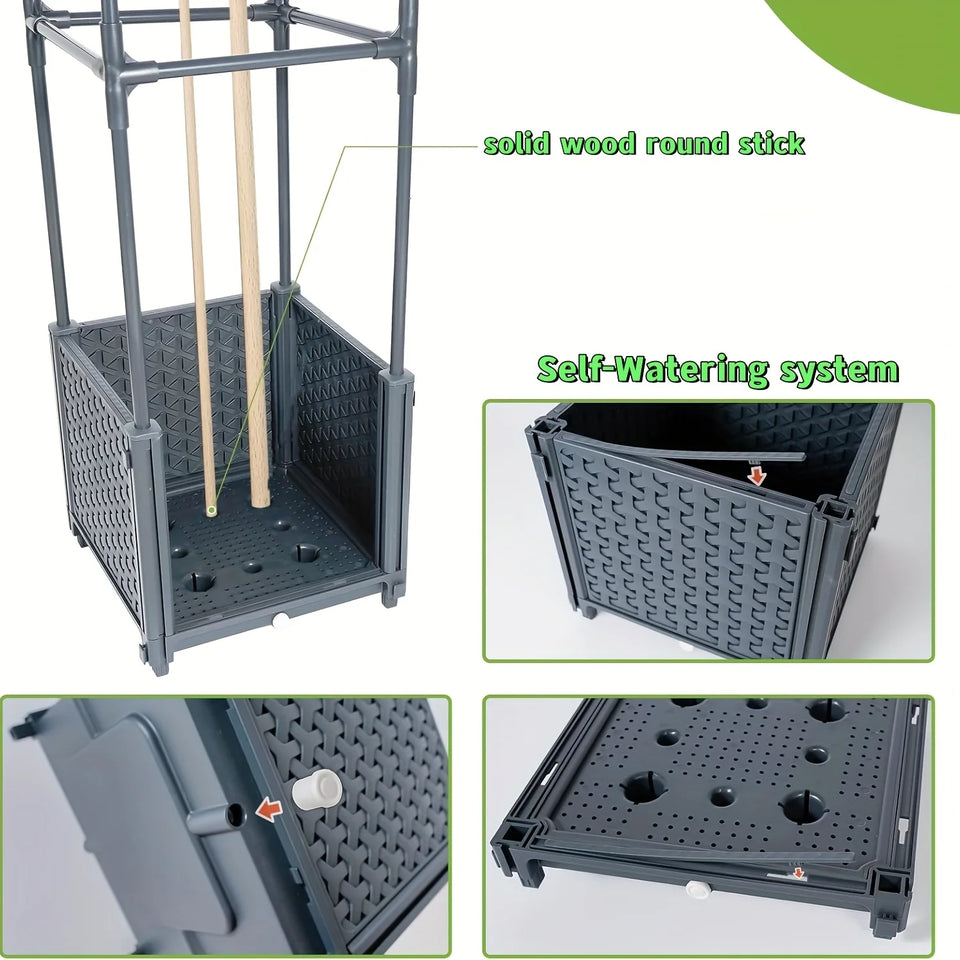 raised garden planter with trellis
