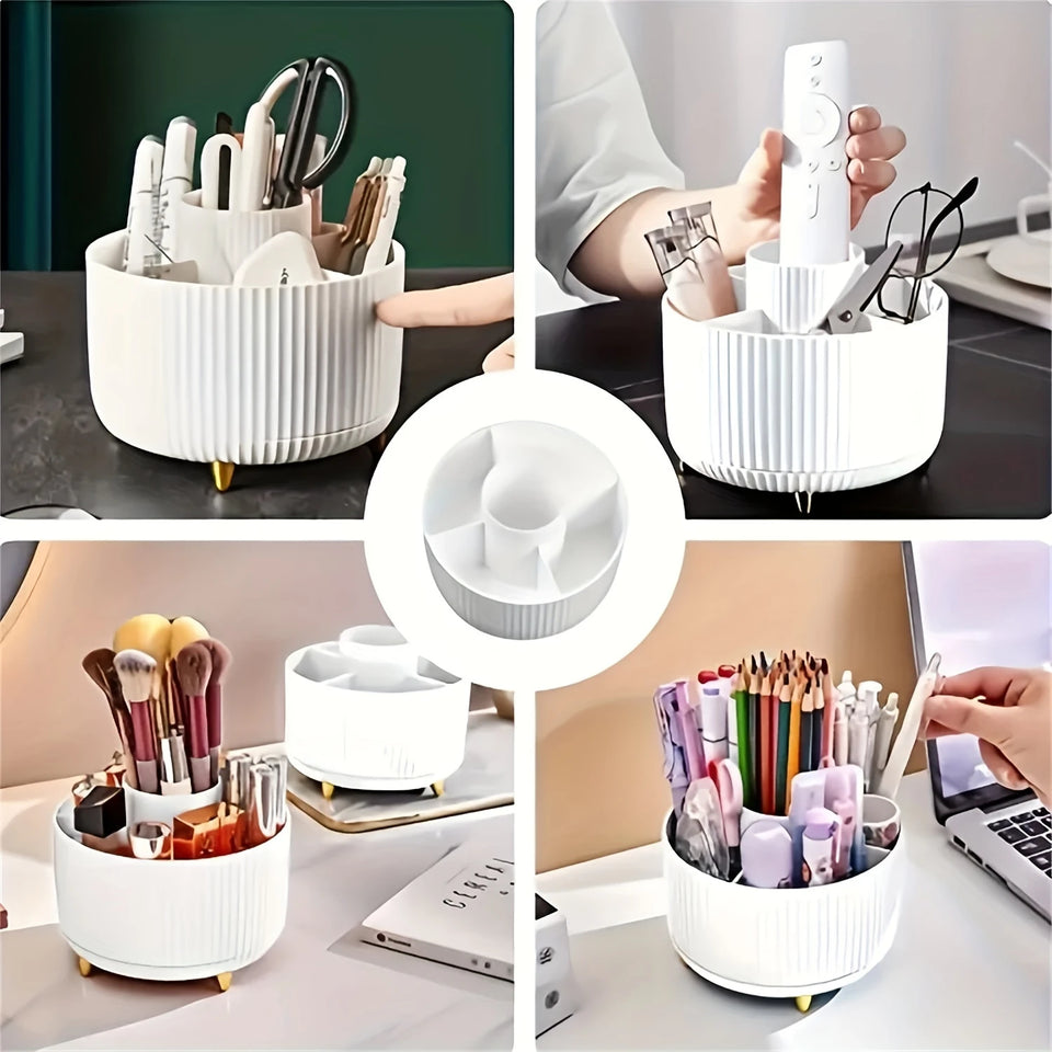 rotating skincare and makeup storage organizer