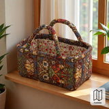 vintage floral fabric storage basket